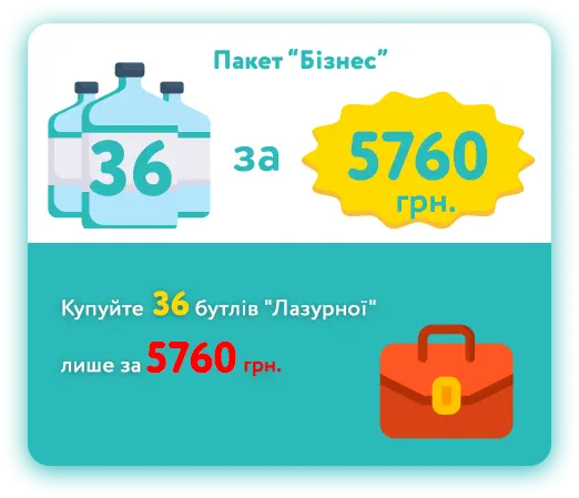 Пакет “Бізнес” 36 пляшок “Лазурной”