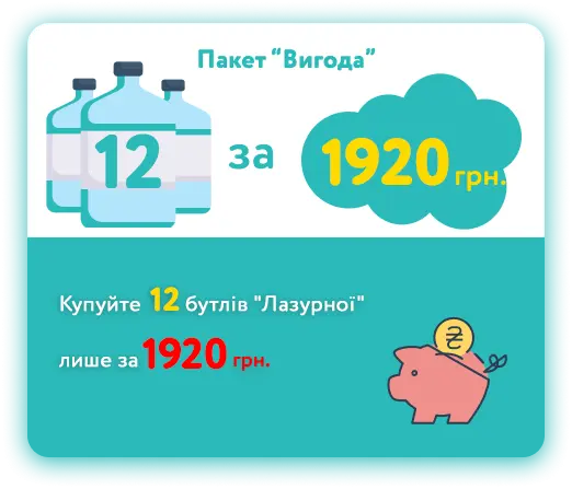 Пакет “Вигода” 12 бутлів “Лазурной”