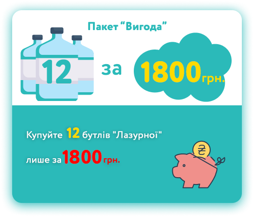 Пакет “Вигода” 12 бутлів “Лазурной”