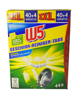 Таблетки для посудомоечных машин W5 All in 1 с лимоном XXL, 44 шт.