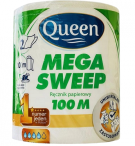 Бумажные полотенца двухслойные Queen Mega Sweep, 100м