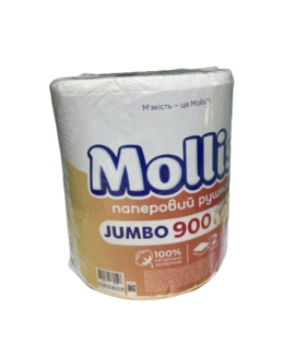 Бумажное полотенце Mollis Jumbo двухслойное, 900шт.