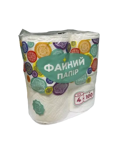 Туалетний папір двошаровий “Файний папір”, 4рул/уп