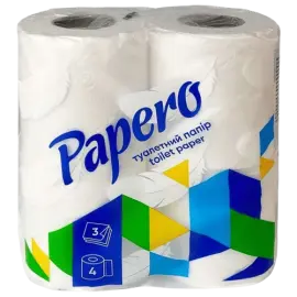 Туалетний папір Papero тришаровий, 4рул/уп
