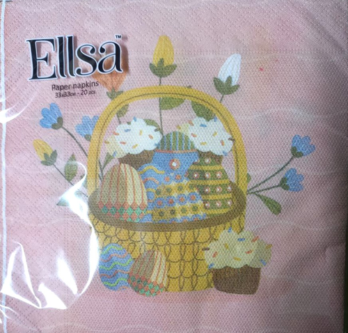 Салфетки бумажные Ellsa «Пасхальные» двухслойные 33х33см, 20шт/уп