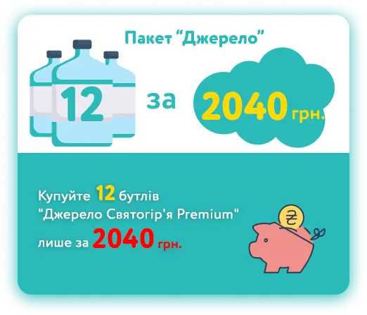 Пакет “Джерело” 12 бутлів “Джерело Святогір’я Premium”