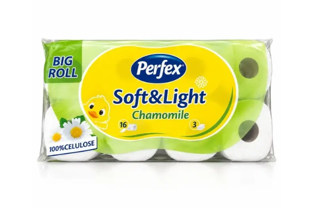 Туалетний папір Perfex Soft Chamomile 3-шаровий (16 рулонів)